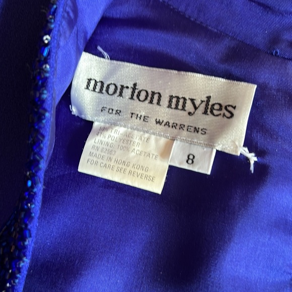 Vintage 80s / 90s Morton Myles beaded Cocktail dress size 8 Electric Blue - Picture 3 of 11